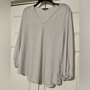 Adrianna Papell Black & White Dotted Blouse – Size L